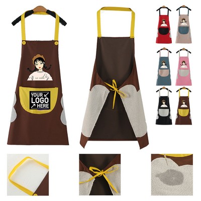 PVC Waterproof Apron with Coral Fleece Sides and Adjustable Neck Strap