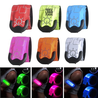 Men Women 2 Pack High Visibility Reflective Running Walking At Night Rechargeable LED Armband