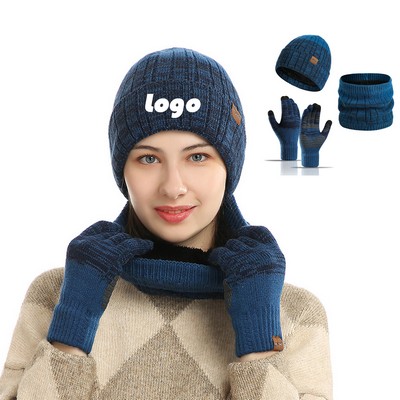 Winter Warmth Beanie, Scarf & Touchscreen Gloves Combo