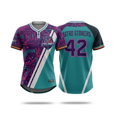 Women's Sublimation 2-Button Baseball Jersey - 200G