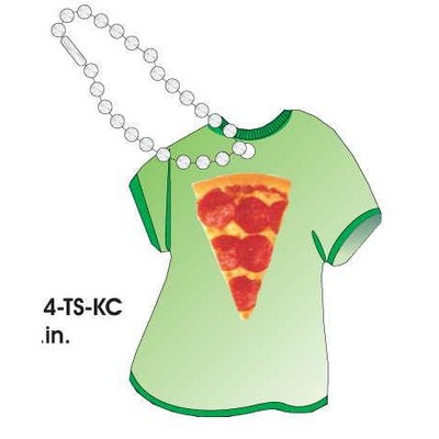 Pizza Slice Promotional T Shirt Key Chain w/ Black Back (4 Square Inch)