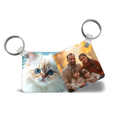 Double-Sided Full-Color Square Wooden Keychain