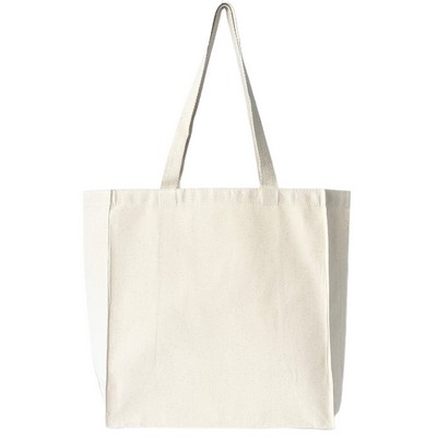 Blank 10 oz Canvas Book Tote Bag | Reusable Gusseted Everyday Grocery Natural (14x15x5)
