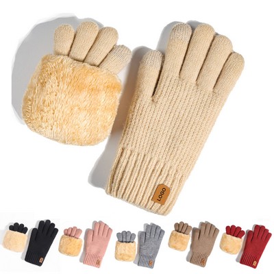 Winter Warm Gloves for Women Fleece Lined Touchscreen Texting Knit Gloves