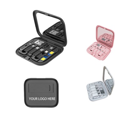 Multi-function Data Cable Storage Box With Mirror