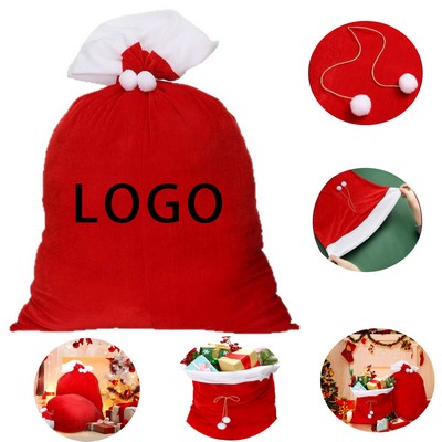 Santa Claus Style Drawstring Velvet Gift Sack