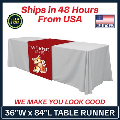 36" x 84" Table Runner Polyester Full Color Dye Sublimation - Made in the USA