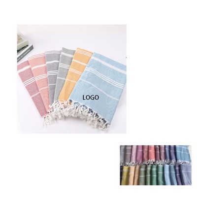 Oversized Cotton Jacquard Striped Turkish Beach Towel