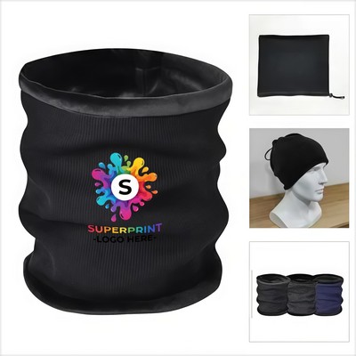 Winter Soft Polar Fleece Neck Warmer Scarf and Cap Set