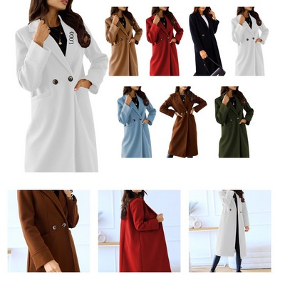 Womens Long Sleeve Wool Coat