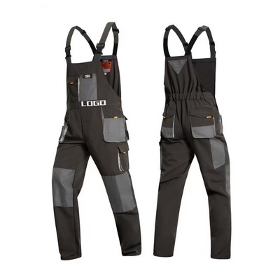 Men's Canvas Bib Overalls with Knee Pad Pouches