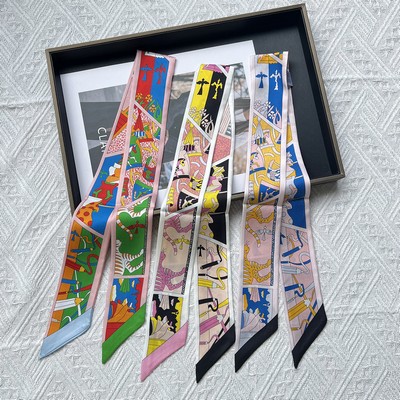 Custom 36" x 2" 100% Silk Hair Wrap Silk Hair Ribbon Handbag Handle wrap