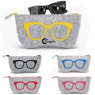 Portable Eyeglasses Bag Case Soft Felt Zipper Glasses Purse Bag Makeup Storage Pouch