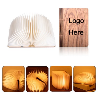 Wooden Book Light 3 Colors Folding LED Rechargeable Foldable Paper Lamp for Home Decor Birthday Gift