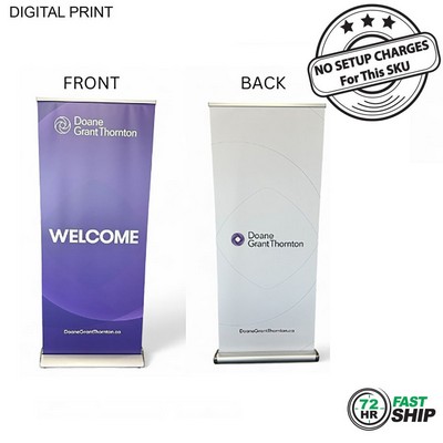 72Hr Fast Ship - Deluxe Wide Base Retractable Pull Up Banner Double sided, (33.5"x79")