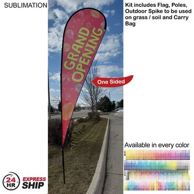 24Hr Express Ship -16' X-Large Tear Drop Flag Kit, Full Color Graphics One Side, Spike and Bag