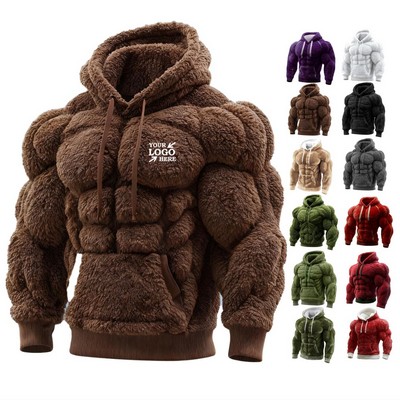 Men's Hooded Flannel Sweater W/3D Printed