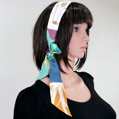 Custom 47.2" x 2.4" 100% Silk Neck Scarf Twill Silk Ribbons Handbag Wrap