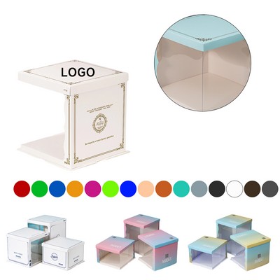 8" Translucent Double Layer Square Birthday Cake Boxes