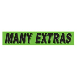 "MANY EXTRAS" Green/Black Rectangle Slogan Vinyl Sticker