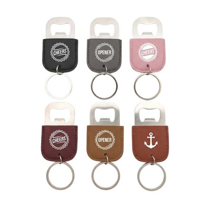 Vegan Leather Paddle Bottle Opener Keychain