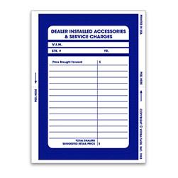 Pre-Printed Dealer Add On Sticker
