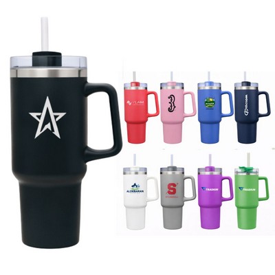 40oz double wall SS vacuum Mug & Straw Lid with Twist Closure