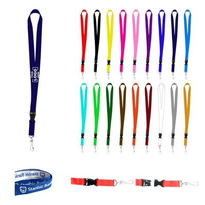 3/4'' Full Color Lanyard with Metal J Hook & Plastic Buckle