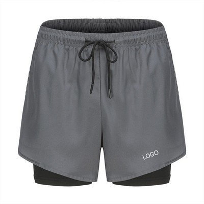 Men's 2-in-1 Quick-Dry Performance Shorts Built-in Compression Liner Professional Running