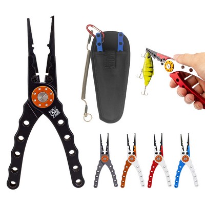 Fishing Plier Scissors with Sheath & Lanyard