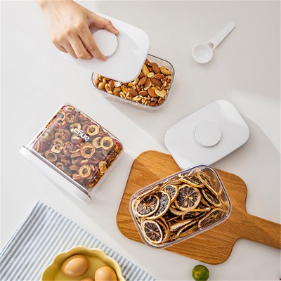400ml Rectangular Slim Airtight Storage Container - Press-to-Seal Handheld Vacuum-Proof Food-Grade