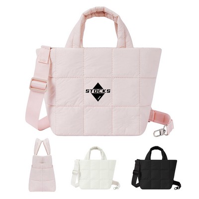 Puffer Tote Bag with Adjustable Strap
