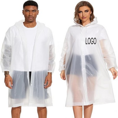 Reusable EVA Rain Poncho with Hood and Snap Closure