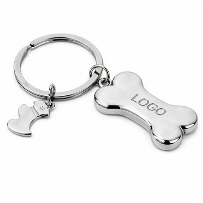 Bone Shape Zinc Alloy Keychain