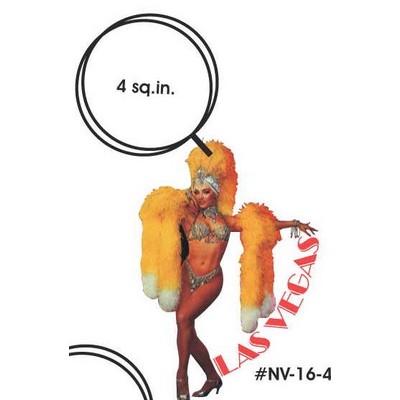 Showgirl in Yellow Key Chain w/Clear Mirror Back (4 Square Inch)