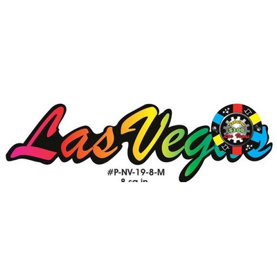 Las Vegas w/ Poker Chip Promotional Magnet w/ Strip Magnet (8 Square Inch)