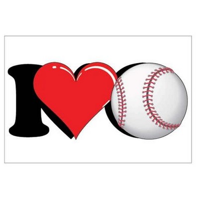 I Love Baseball Rectangle Metal Photo Magnet (2"x3")