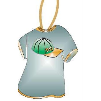 Baseball Cap Promotional T-Shirt Ornament w/ Black Back (4 Square Inch)