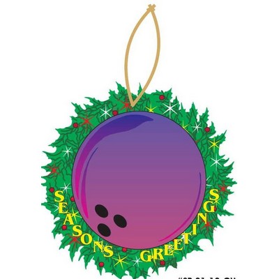 Purple Bowling Ball Promotional Wreath Ornament w/ Black Back (6 Square Inch)