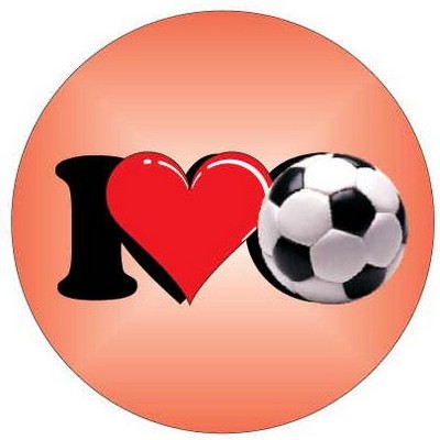 I Love Soccer Metal Round Photo Magnet (2 1/2" Diameter)