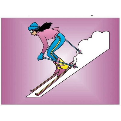 Female Skier Rectangle Badge w/ Bar Pin (2.5"x3.5")