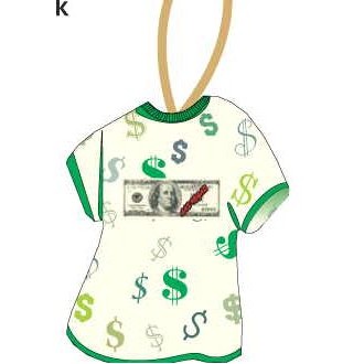 Las Vegas $100 Bill T-Shirt Promotional Ornament w/ Black Back (4 Square Inch)