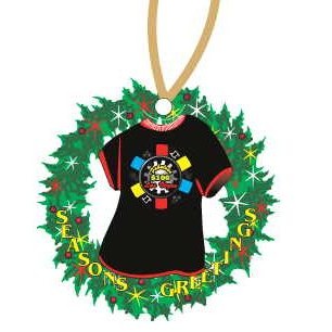 Las Vegas $100 Poker Chip T-Shirt Promotional Wreath Ornament w/ Black Back (4")