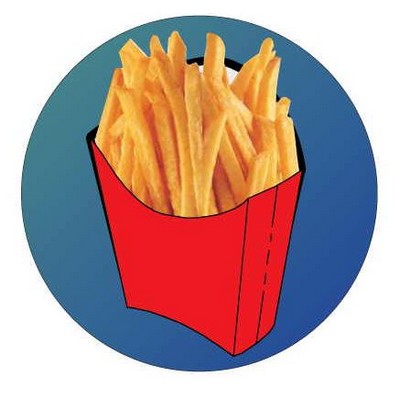 French Fries Round Badge w/ Bar Pin (2 1/2")