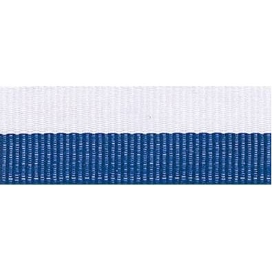 "V" Neck Ribbon - Blue/White - Snap Clip - 1-1/2" Wide x 32" Long