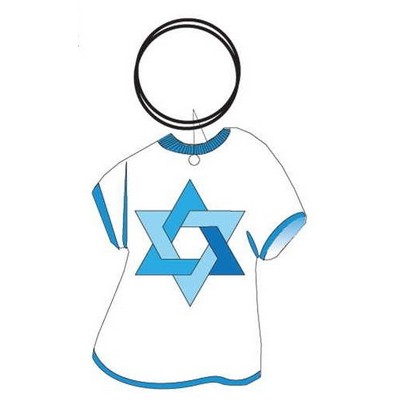 Star Of David Executive T Shirt Keychain w/Mirrored Back (4 Square Inch)