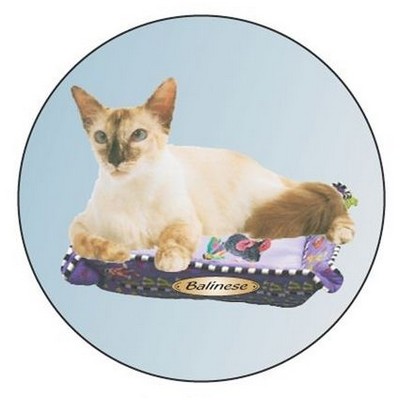 Balinese Cat Round Metal Photo Magnet (2 1/2")