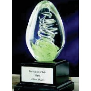Hand Blown Glass Fantasia Green Spiral Award