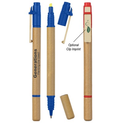 Dual Function Eco-inspired Pen With Highlighter