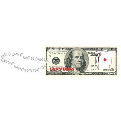 Las Vegas Blackjack $100 Bill Key Chain w/ Black Back (10 Square Inch)